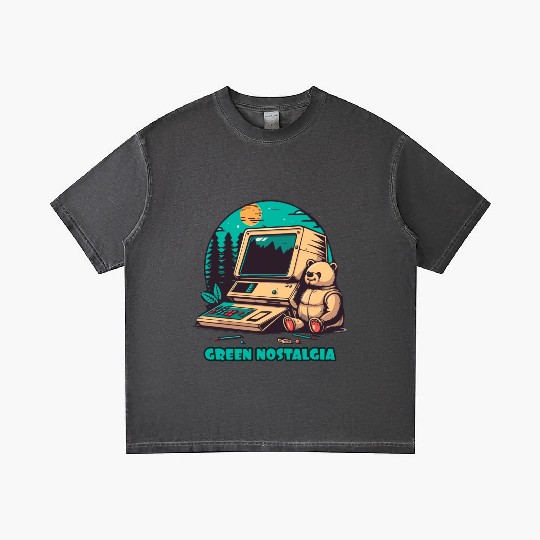 Green Nostalgia Toy Bear Nature Computer Gradient T Shirts