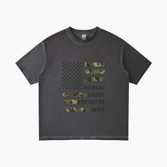 Husband Daddy Protector Hero Army Gradient T Shirts