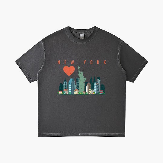 New York City Nyc Skyline Heart Distressed Style Gradient T Shirts