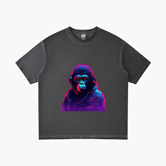 Synthwave Neon Beats of a Gorilla Gradient T Shirts