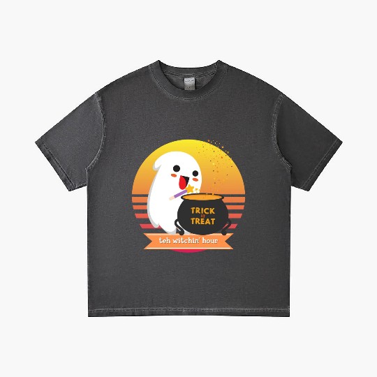 Halloween Cute Ghost Witching Hour Trick Or Treat Gradient T Shirts