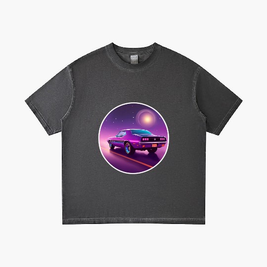 Nostalgic Retro 80s Purple Vaporwave Muscle Car Gradient T Shirts