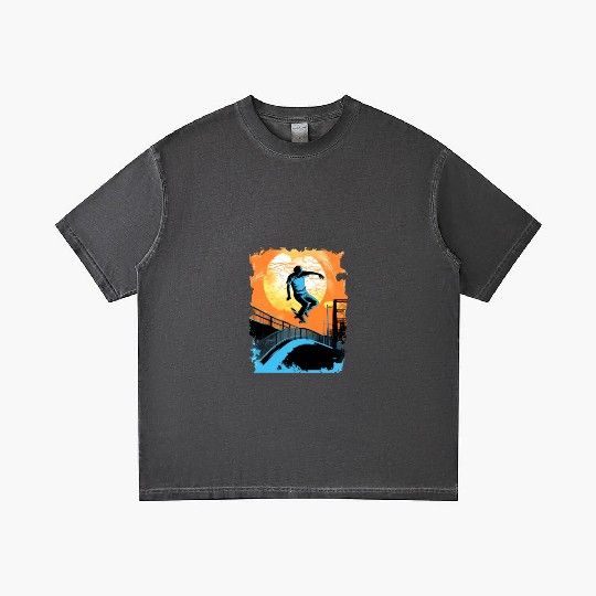 Skateboarding Skateboarder Tricks on Ramps Gradient T Shirts