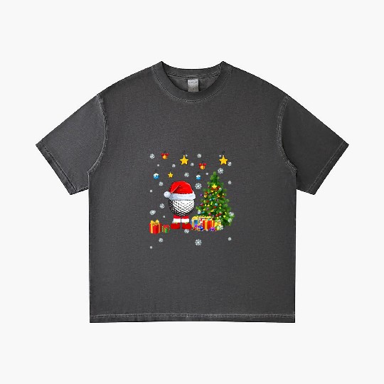 Santa Golf Ball Christmas Tree Player Coach Fan Gradient T Shirts