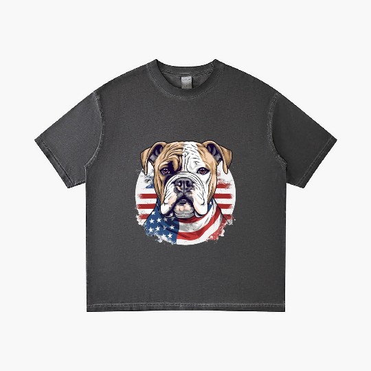 Bulldog of Liberty, Patriotic Bulldog with US Flag Gradient T Shirts