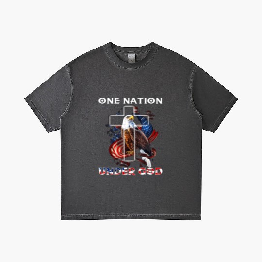One Nation Under God Jesus Usa Cross Bald Eagle Gradient T Shirts
