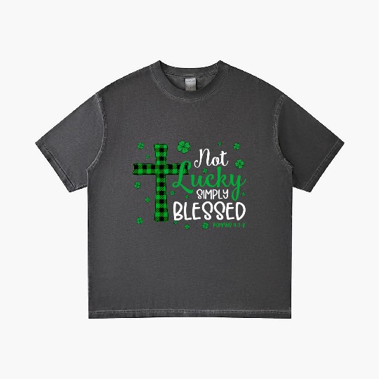 Not Lucky ly Blessed Cross Christian St Patric Day Gradient T Shirts