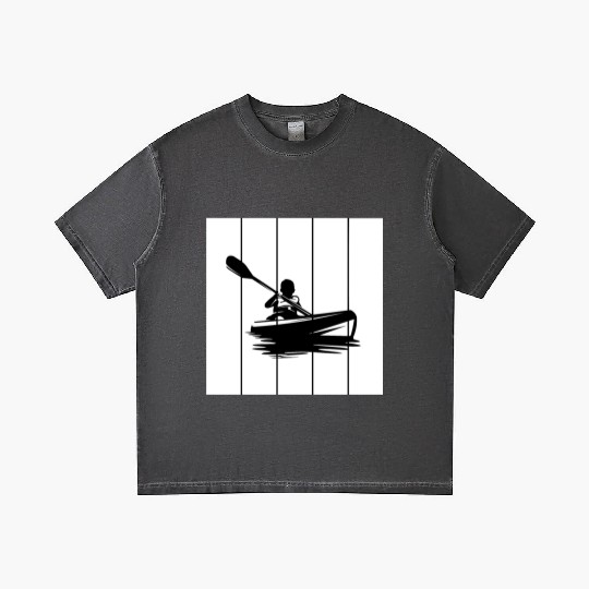 Man in a kayak boat rafting down a river Gradient T Shirts