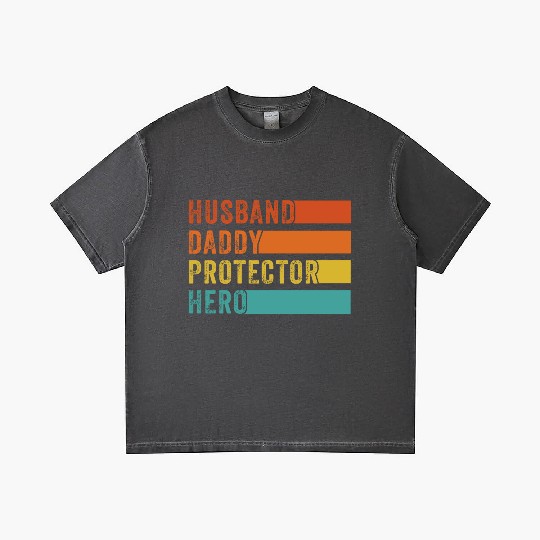 Retro Husband Daddy Protector Hero Fathers day Gradient T Shirts