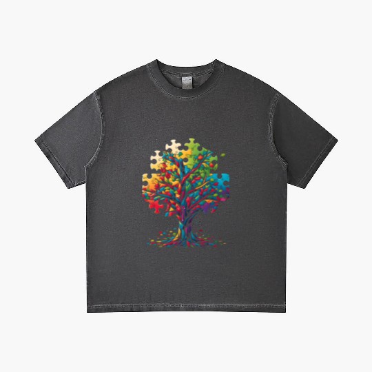 Neurodiversity Autism Awareness Colorful Tree Puzz Gradient T Shirts