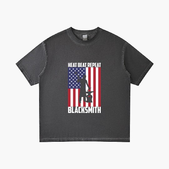 Blacmith Heat Beat Repeat Usa Flag Patriotic Blacm Gradient T Shirts