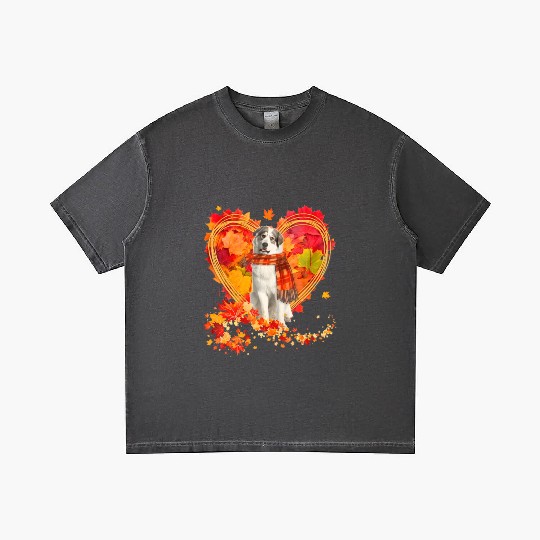 Great Pyrenees With Heart Made Of Autumn Leaves Gradient T Shirts