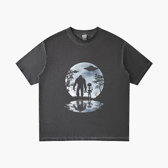 Alien Bigfoot Moon Sasquatch Ufo Extraterrestrial Gradient T Shirts