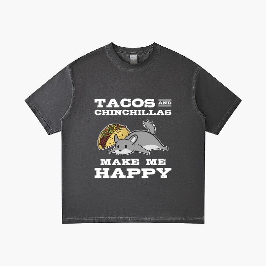 Tacos And Chinchilla Make Me Happy Animal Lover Gradient T Shirts