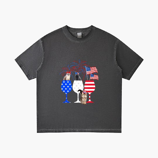 Cat 4Th Of July Red White Blue Wine Gradient T Shirts