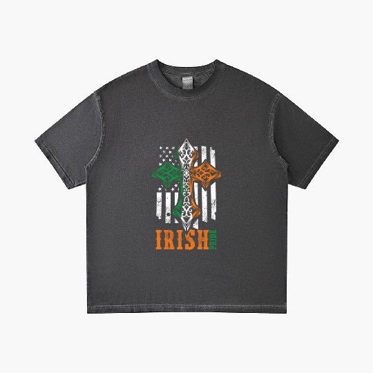 Irish American Flag Celtic Cross Gradient T Shirts