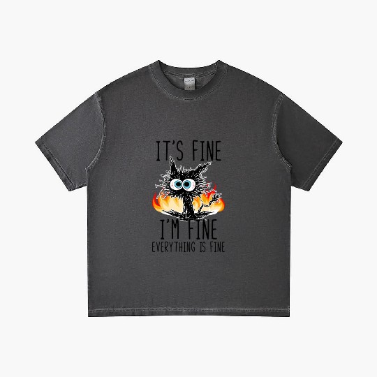 It'S Fine I'M Fine Everything Is Fine Cat Gradient T Shirts