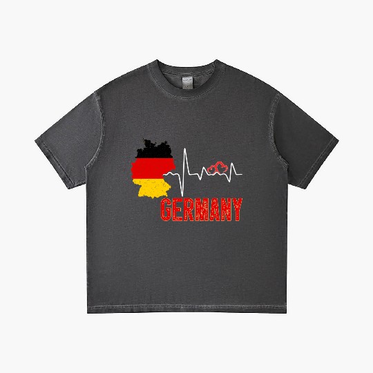 Germany Flag Map Heartbeat For German Pride Gradient T Shirts