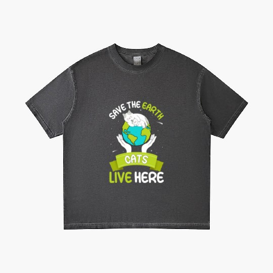 Save The Earth Cats Live Here World Environment Gradient T Shirts
