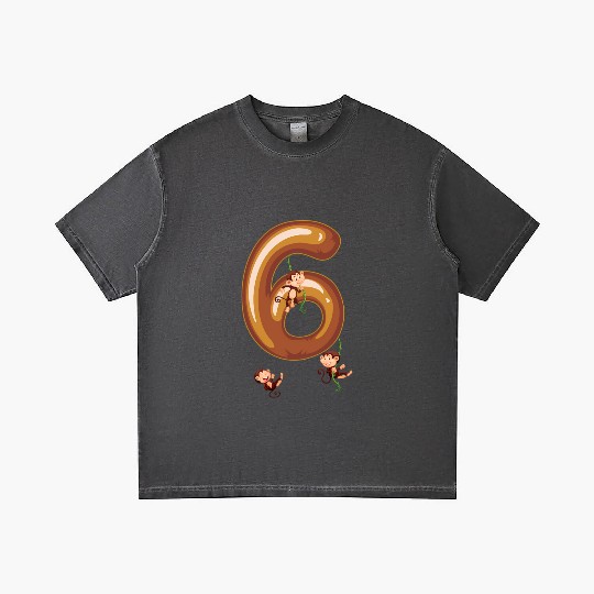 Monkey Safari Animal Number 6 6th Sixth Gradient T Shirts
