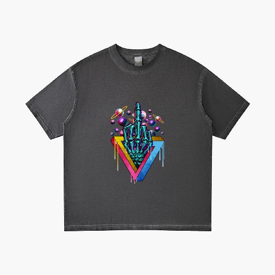 Trippy skeleton middle finger Gradient T Shirts
