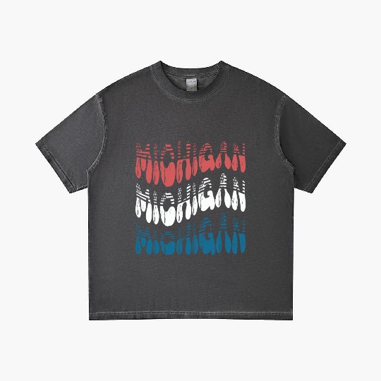 Michigan Red White Blue Cute Groovy Gradient T Shirts