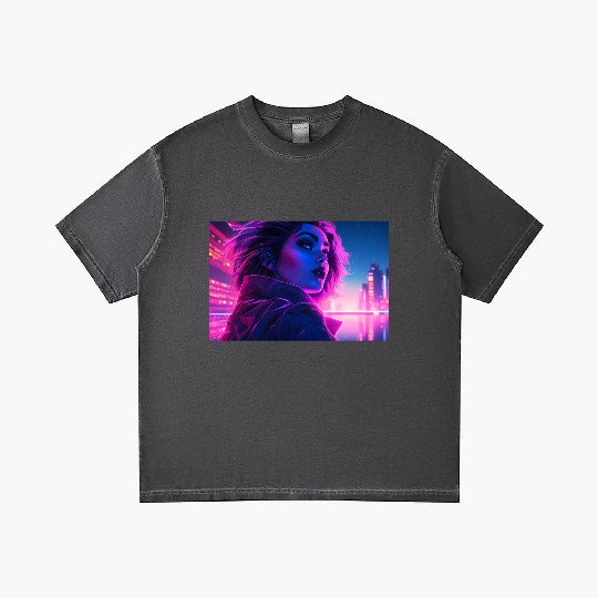 Synthwave Girl - Futuristic Design neon colors Gradient T Shirts