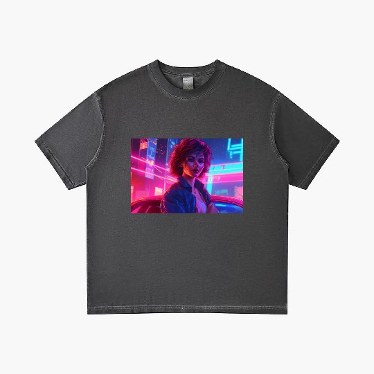 Synthwave Girl - Anime Portrait in Neon Colors Gradient T Shirts