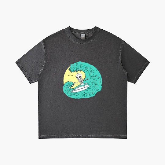 Skeleton surfing on Wave Gradient T Shirts