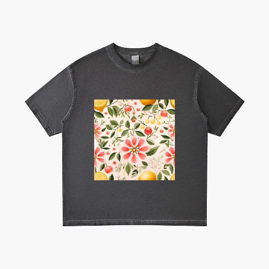 Lemon Pink Floral Detailed Summer Collection 03 Gradient T Shirts