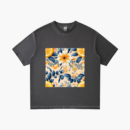 Yellow Lemon Floral Detailed Summer Collection 02 Gradient T Shirts