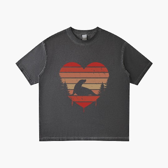 Cute Red Vintage Heart Seals Valentine Day Love Gradient T Shirts