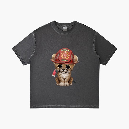 Cute Cheetah Cub Firefighter Gradient T Shirts