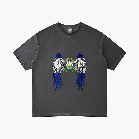 El Salvadorian Flag Angel Wings Jesus Christian El Gradient T Shirts