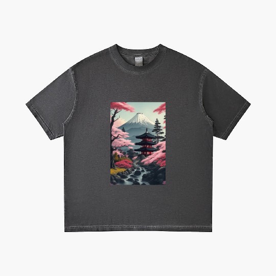 Asia Landscape Serene Mount Fuji Gradient T Shirts