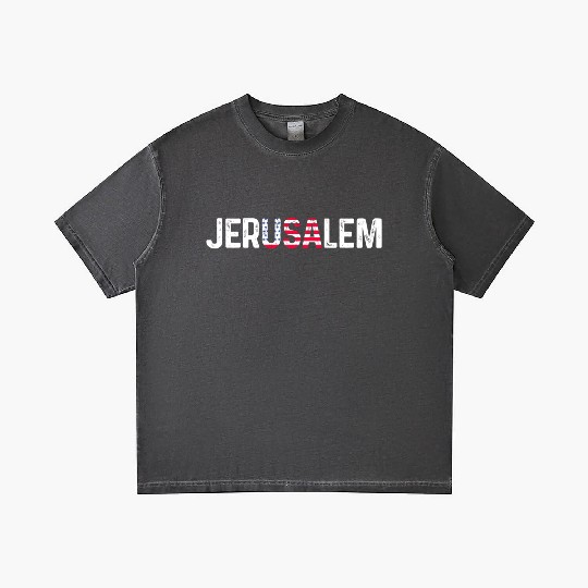 Jerusalem Usa America Flag Israel Gradient T Shirts