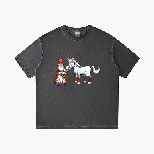 Saint Nicholas Feeding His Horse Gradient T Shirts