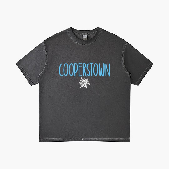 Cooperstown Ny Snowflake Drawing Light Blue Text Gradient T Shirts