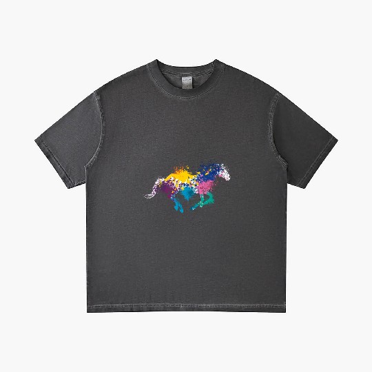 Colorful Splash Art Farm animals Horse Gradient T Shirts
