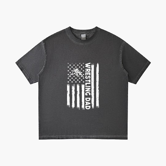 Mens Distressed USA American Flag Wrestling Dad Me Gradient T Shirts