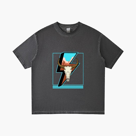 Cowboy Gradient T Shirts, Lightning Cow Skull Dessert Cactus