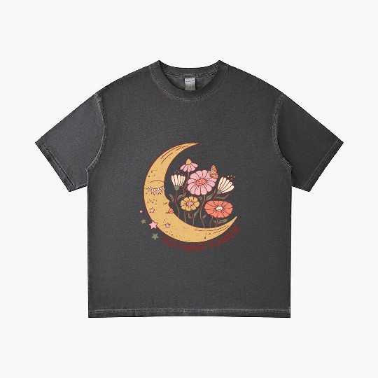 SELF CARE Gradient T Shirts, Moon Face, Wild Flower Gradient T Shirts