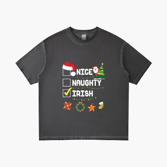 Not Nice Not Naughty Only Irish Merry Christmas Gradient T Shirts