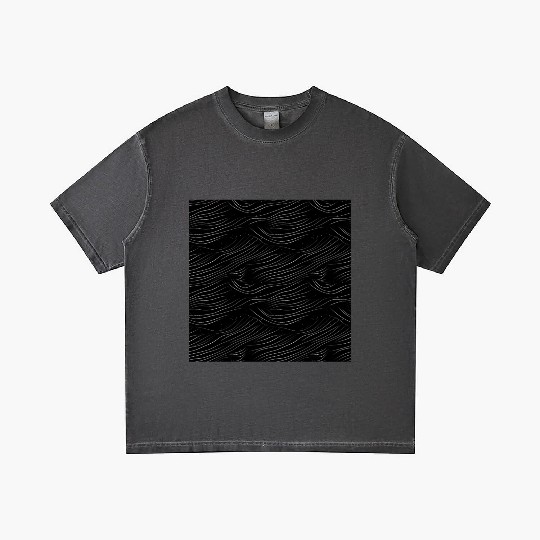 Monochrome Elegance: White Abstract Lines on Black Gradient T Shirts