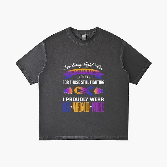 I Proudly Wear Blue Marigold Purple Bladder Cancer Gradient T Shirts