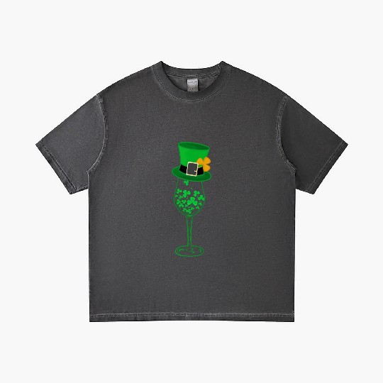 Irish Green Shamrock St Patrick's Day Wine Drinkin Gradient T Shirts