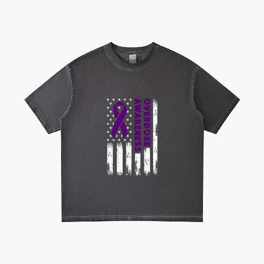 Overdose Awareness Flag Purple Ribbon Addiction Gradient T Shirts