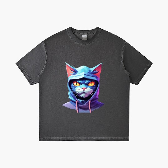 Bold Pastel Prowler: Ninja Cat's Sublime Ferocity Gradient T Shirts