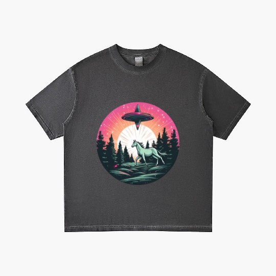 UFO Abduction: Alien Abducts Horse at Sunset Gradient T Shirts