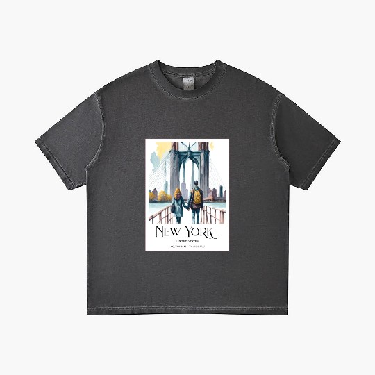 Watercolor painting loving couple in New York City Gradient T Shirts